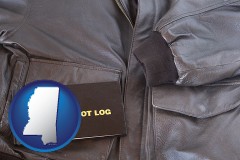 mississippi an leather aviator jacket and pilot log book
