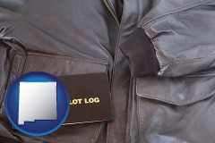 new-mexico an leather aviator jacket and pilot log book