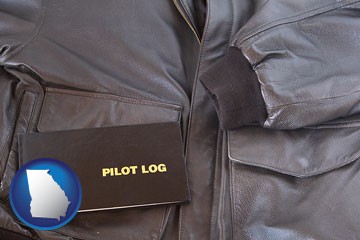 an leather aviator jacket and pilot log book - with Georgia icon